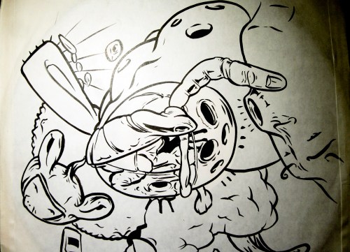 drawing by reuben sutherland of sculpture